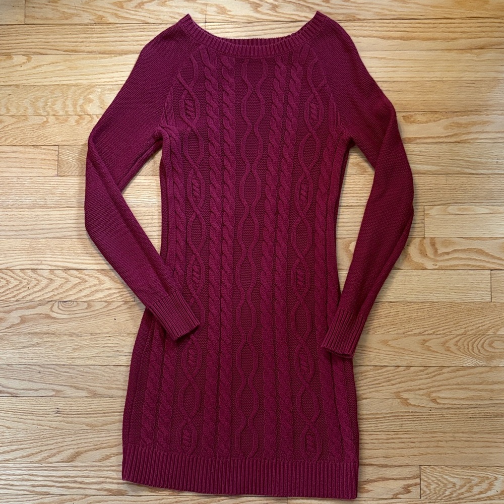 Old Navy Maroon Knit Sweater Dress
